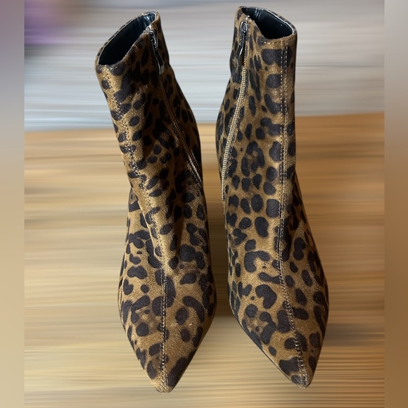 Public Desire Empire Pointed Ankle Boots Brown Black Leopard Western Print Sz 6 - Picture 6 of 9